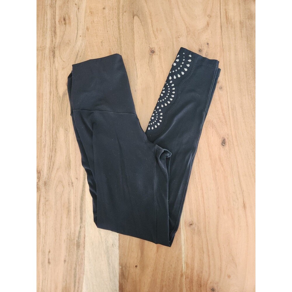 Aerie Black Laser-Cut Cutout Leggings Women's Small